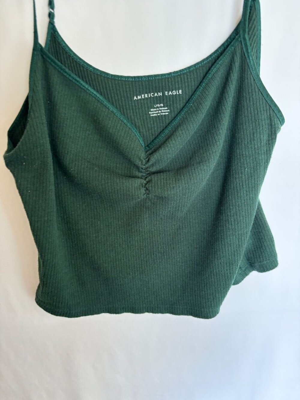 American Eagle Ribbed Ruched Cami Tank Top | Size Large - Picture 2 of 4
